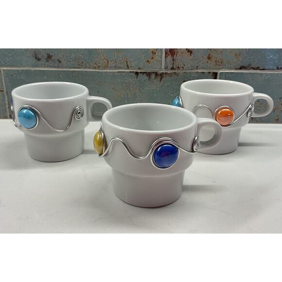 Upcycled Art Thomas Rosenthal Germany A22 Stackable Ceramic Mugs Set of 3 - Picture 2 of 15